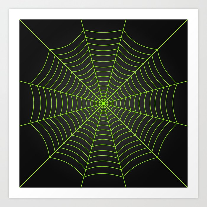 Neon green spider web Art Print