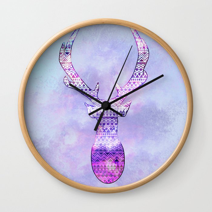 Aztec Reindeer - Galaxy Wall Clock