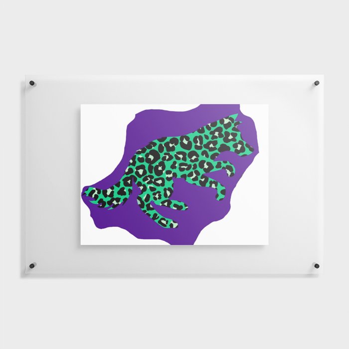 Teal leopard wolf  Floating Acrylic Print