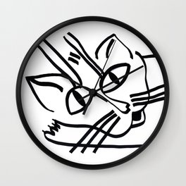 Resting Cat on his Elbow "Cat drawings"  Wall Clock