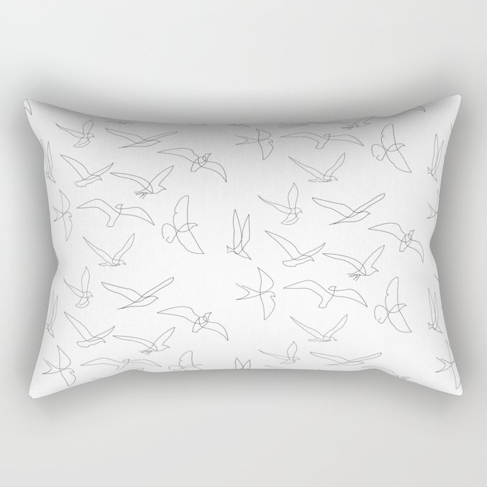 flock - linear birds pattern Rectangular Pillow