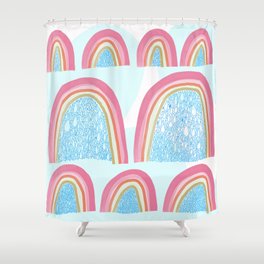 Silver Lining - Pink & Light Blue Shower Curtain