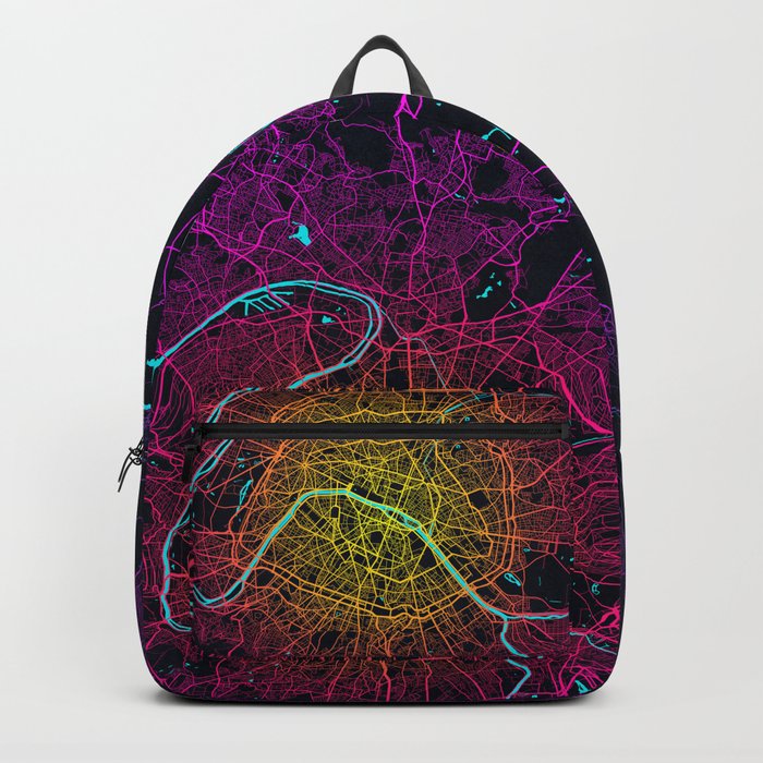 Paris City Map of France - Neon Backpack