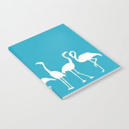 Flamingo Silhouettes Cerulean and White Notebook
