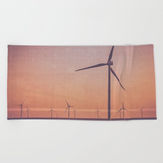 Southwest Windmills Route 66 Beach Towel