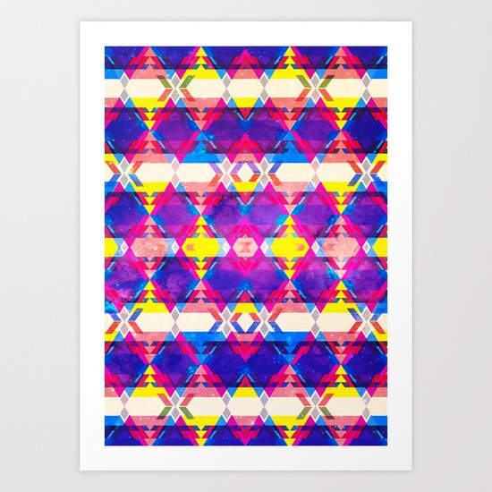 Blue Abstract Diamonate Art Print