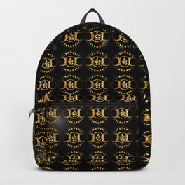 Mystic snake gold mandala with triple goddess and moon phases Backpack
