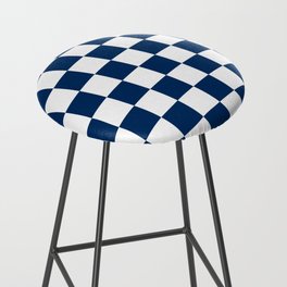 Navy Blue Checkerboard Pattern Palm Beach Preppy Bar Stool
