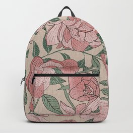 Victorian Peony Beige background Backpack | Foliage, Drawing, Claudiasdesign, Beige, Floralvintage, Floral, Victorianpeony, Digital, Victorianage, Grandmillennial 