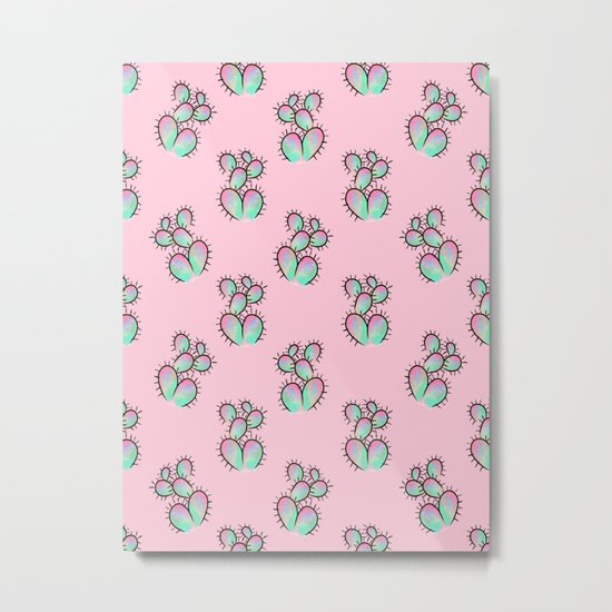 Pop Cactus Pattern Metal Print