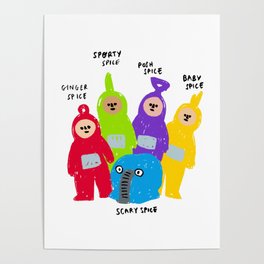 Spice Girls x Teletubbies Digital Illustration Poster