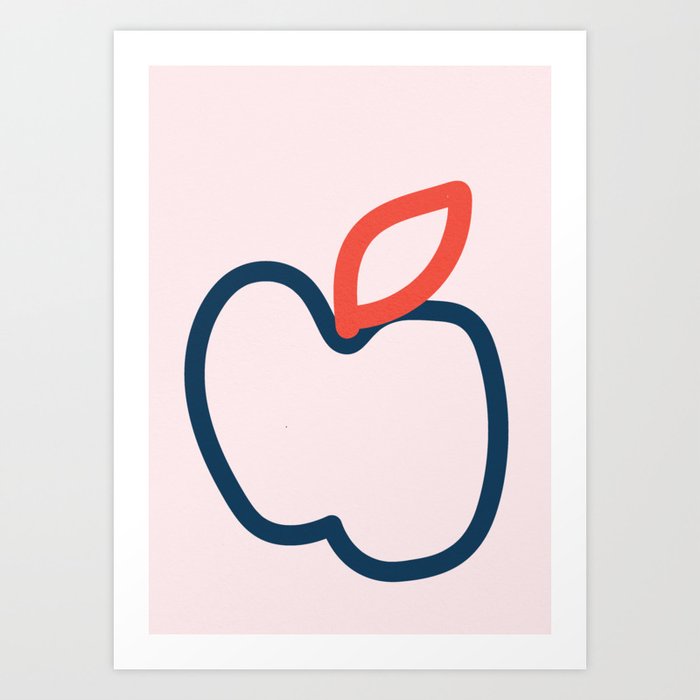 Apple Minimal Lines, Nursery Decor Art Print