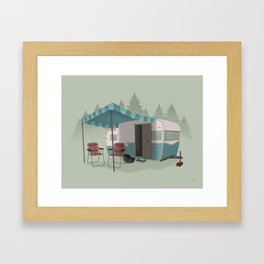 Vintage Camper in the Woods Framed Art Print