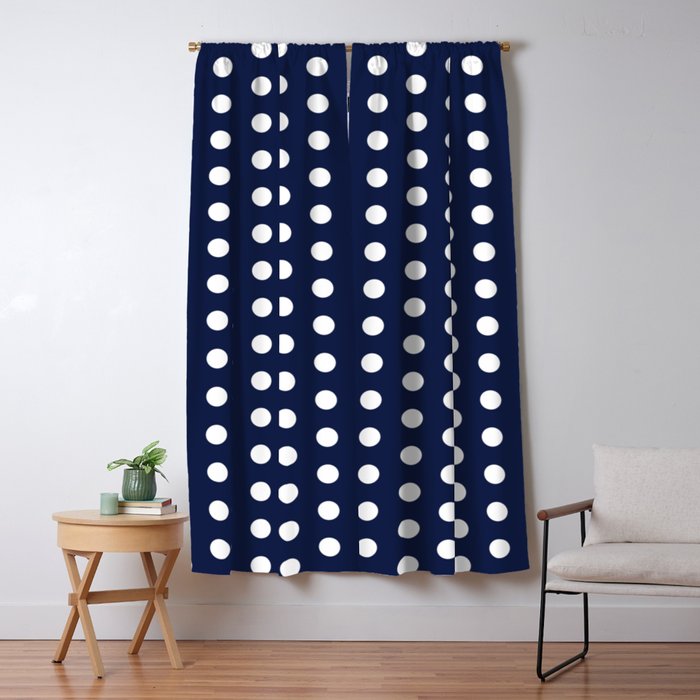 Navy Blue Polka Dots Minimalist Line Drawing Tote Bag by