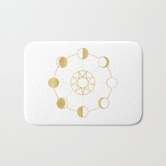 Gold Moon and Sun Phases Bath Mat