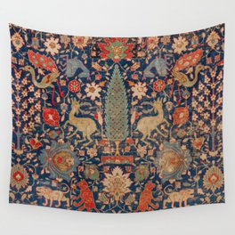 17th Century Persian Rug Print with Animals Wall Tapestry