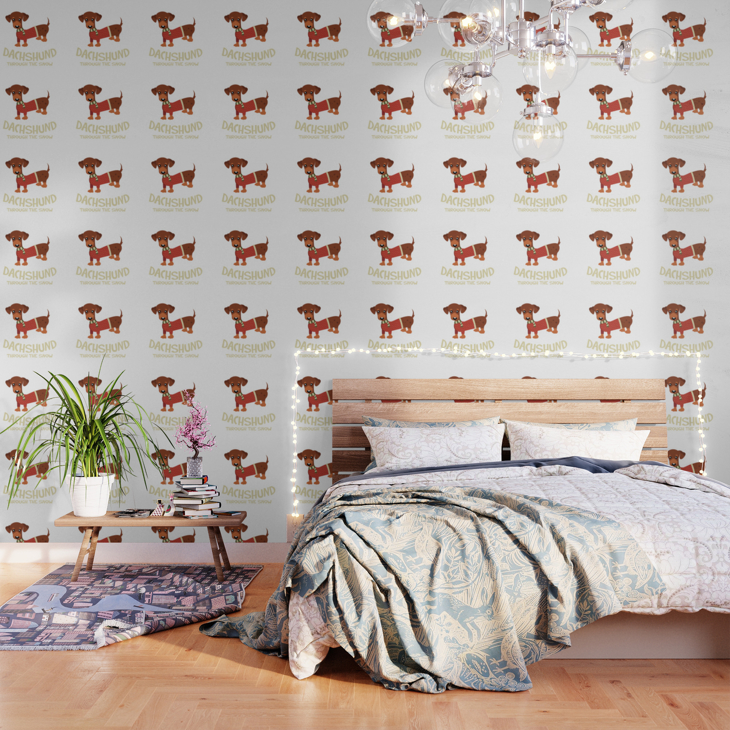 Dachshund Through The Snow Reindeer Dog Christmas Wallpaper By