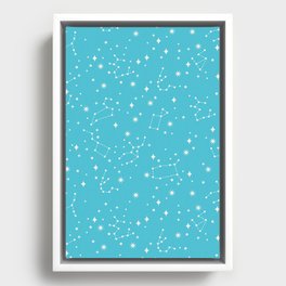 Constellations in a Cyan Sky Framed Canvas