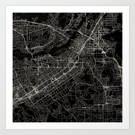 Riverside - Black and White City Map USA Art Print
