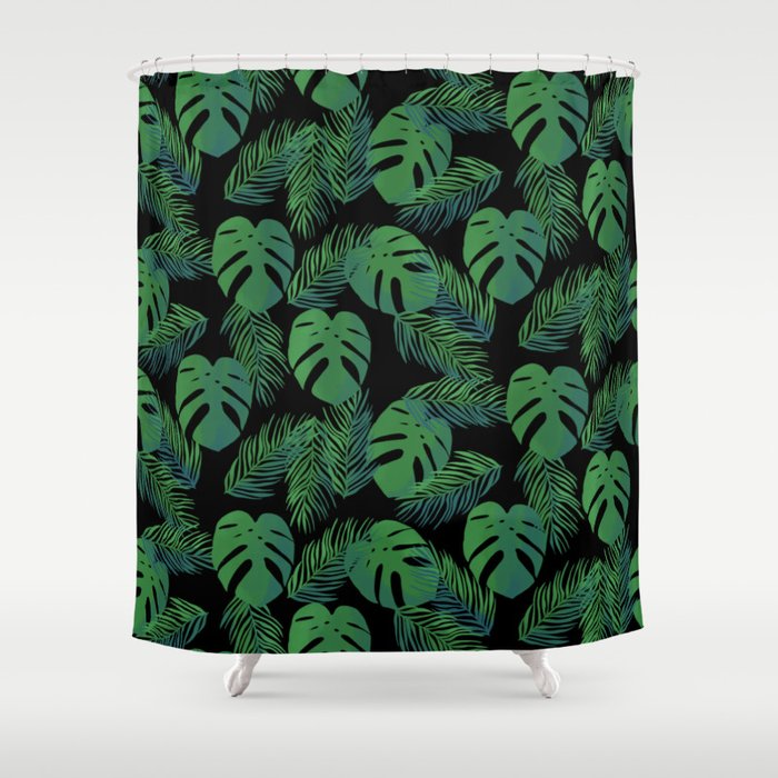 Moody Tropical Leaves Shower Curtain