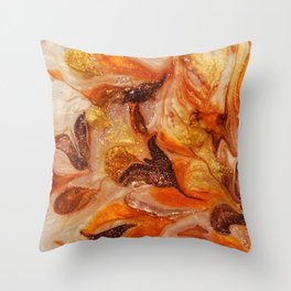 Gold and Brown Modern Acrylic Abstract Art Throw Pillow