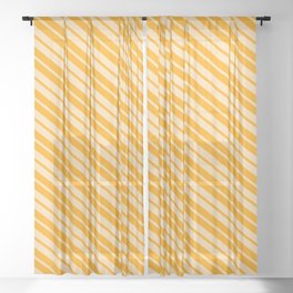 [ Thumbnail: Orange & Tan Colored Lines Pattern Sheer Curtain ]