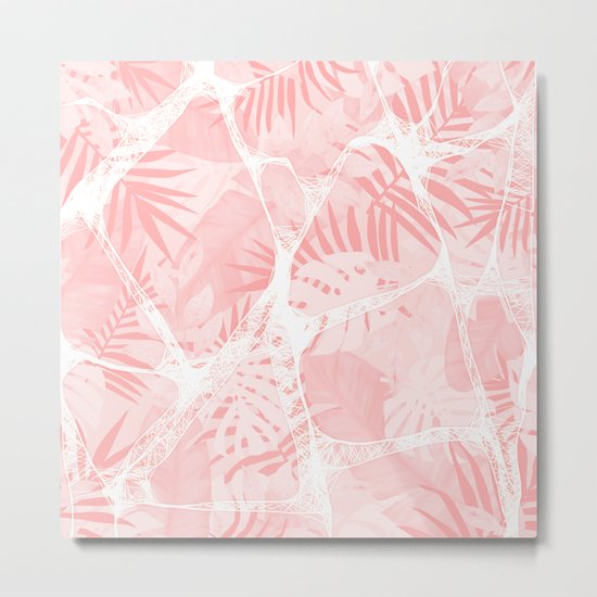 Abstract Soft Pink Tropical Design Metal Print
