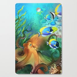 Octopus and Blue Tang (tropical coral reef) ~! Cutting Board