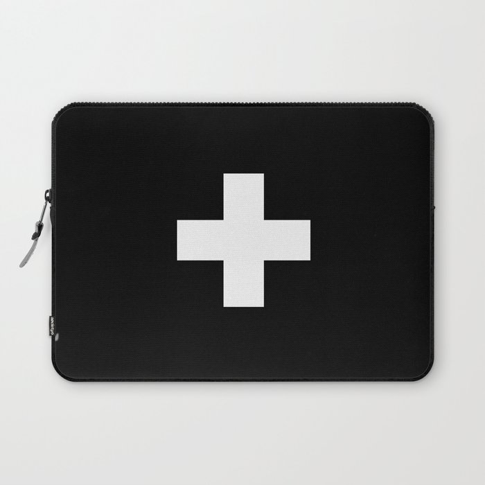 Swiss Cross Black and White Scandinavian Design for minimalism home room wall decor art apartment Laptop Sleeve