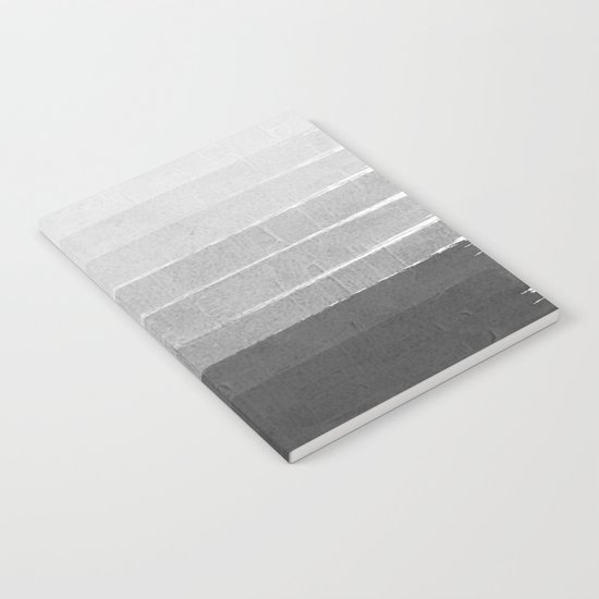 Brushstroke - Ombre Grey, Charcoal, minimal, Monochrome, black and white, trendy, painterly art Notebook
