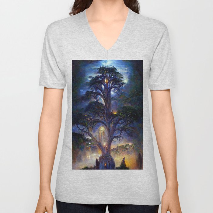 Ancient Spirit Tree V Neck T Shirt