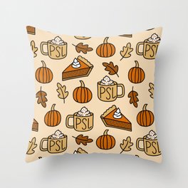 Pumpkin Pies and Coffee Pattern Throw Pillow