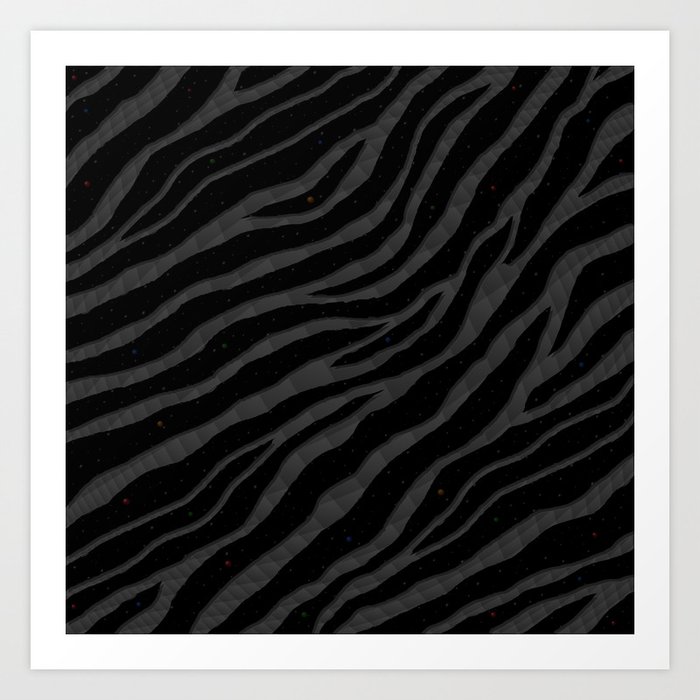 Ripped SpaceTime Stripes - Black Art Print