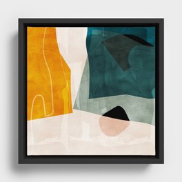 mid century shapes abstract painting 3 Framed Canvas