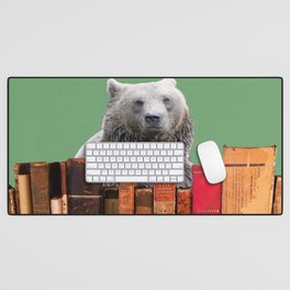 Brown Bear Library Books Collage Desk Mat