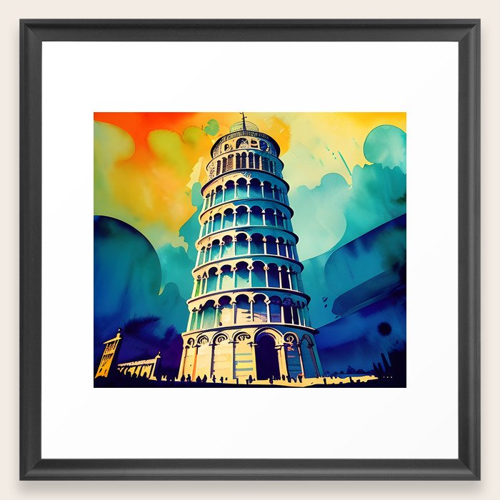 Comic Book Style Tower Of Pisa  Framed Art Print