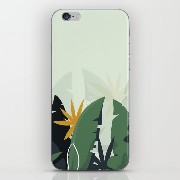 Tropical background with jungle plants. Palm leaves. Floral exotic hawaiian wallpaper. Rainforest. Summer tropical leaf. Exotic hawaiian jungle, summertime style. Summer illustration. iPhone Skin