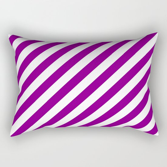 Diagonal Stripes (Purple/White) Rectangular Pillow