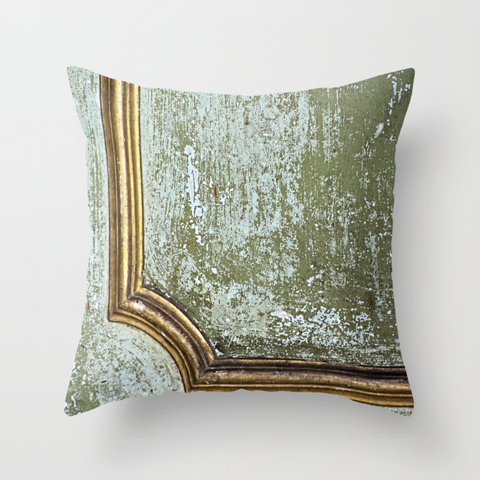 Old Weathered Wooden Painted Door Detail Throw Pillow