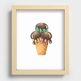 Very cute and look so yummy icecream with chocklate syrup . Recessed Framed Print
