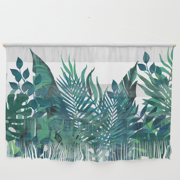 Tropical, Palm Trees, Teal and Green Wall Hanging by Megan Morris