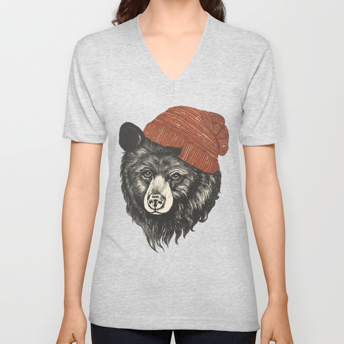 the bear V Neck T Shirt