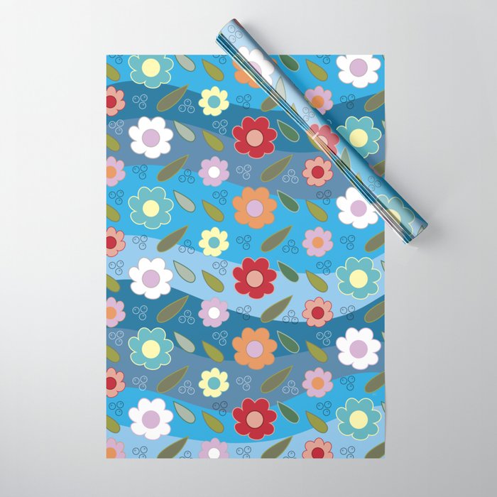 Pretty edelweiss pattern wrapping paper sheets