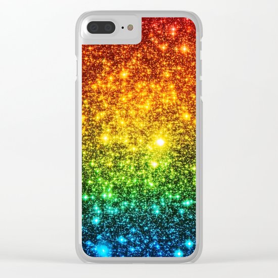 RainBoW Sparkle Stars Clear iPhone Case