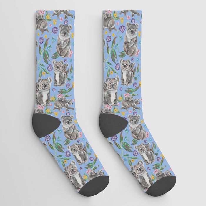 Koala Family - blue Socks