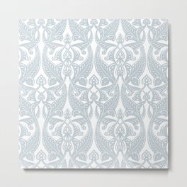 Art Nouveau Silver Grey & White Pattern Metal Print