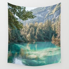 Blue Lake In Switzerland Photo | Mountain Landscape In Europe | Blausee Outdoor Travel Photography Wall Tapestry