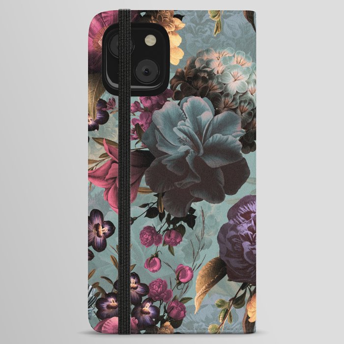 Vintage & Shabby Chic - Grey Botanical Lush Flowers Evening Garden iPhone Wallet Case