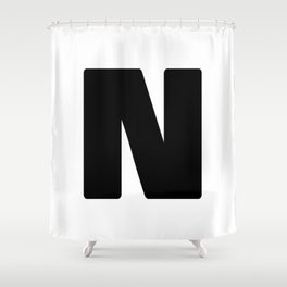 N (Black & White Letter) Shower Curtain