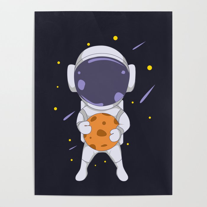 Astronaut carrying the moon Poster